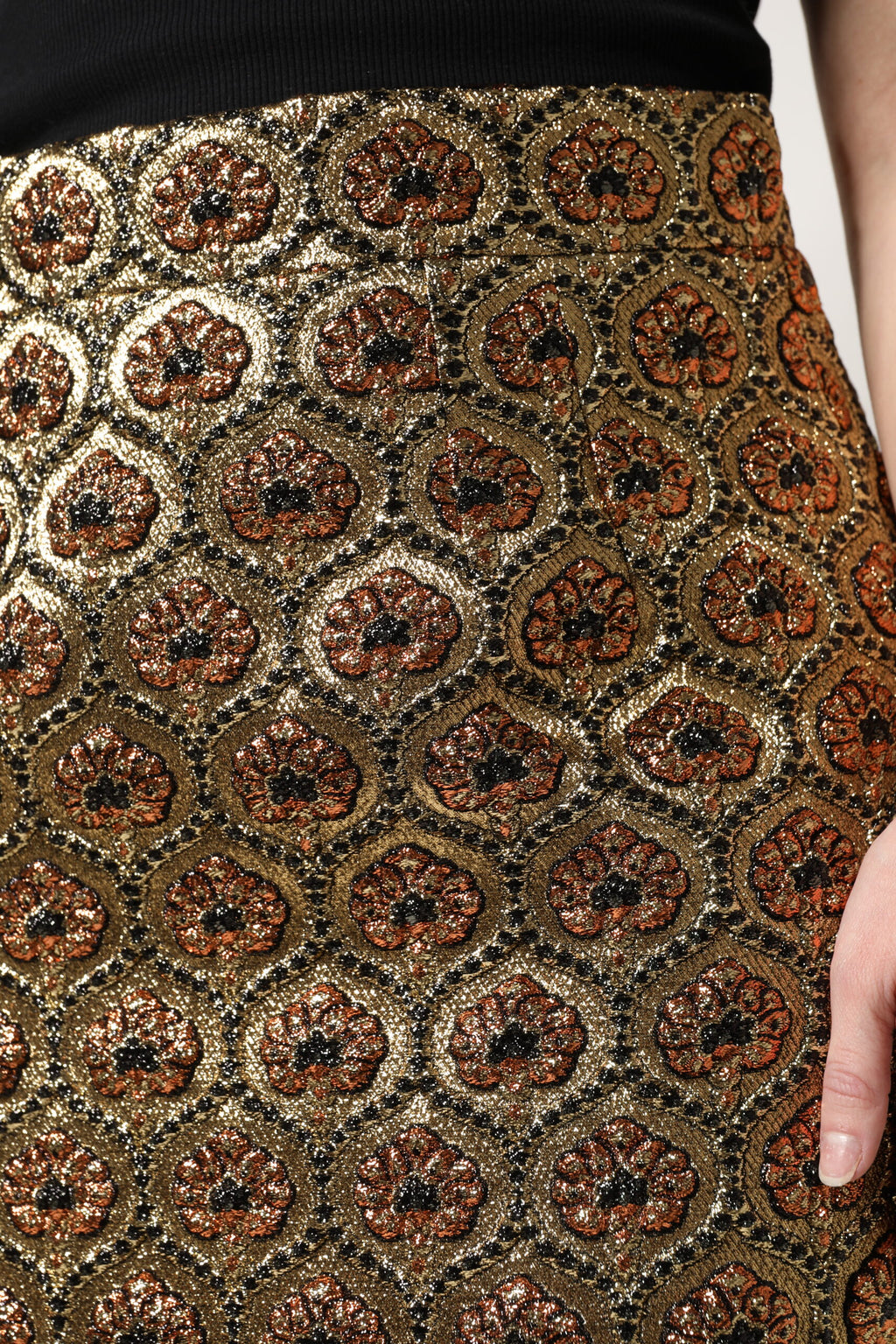 Dolce & Gabbana Brown Polyester Brocade A-Line Miniskirt