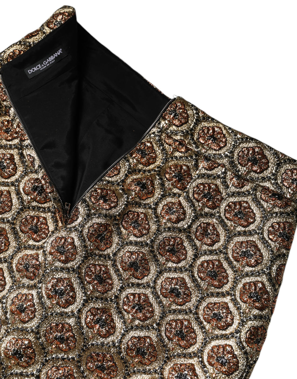 Dolce & Gabbana Brown Polyester Brocade A-Line Miniskirt