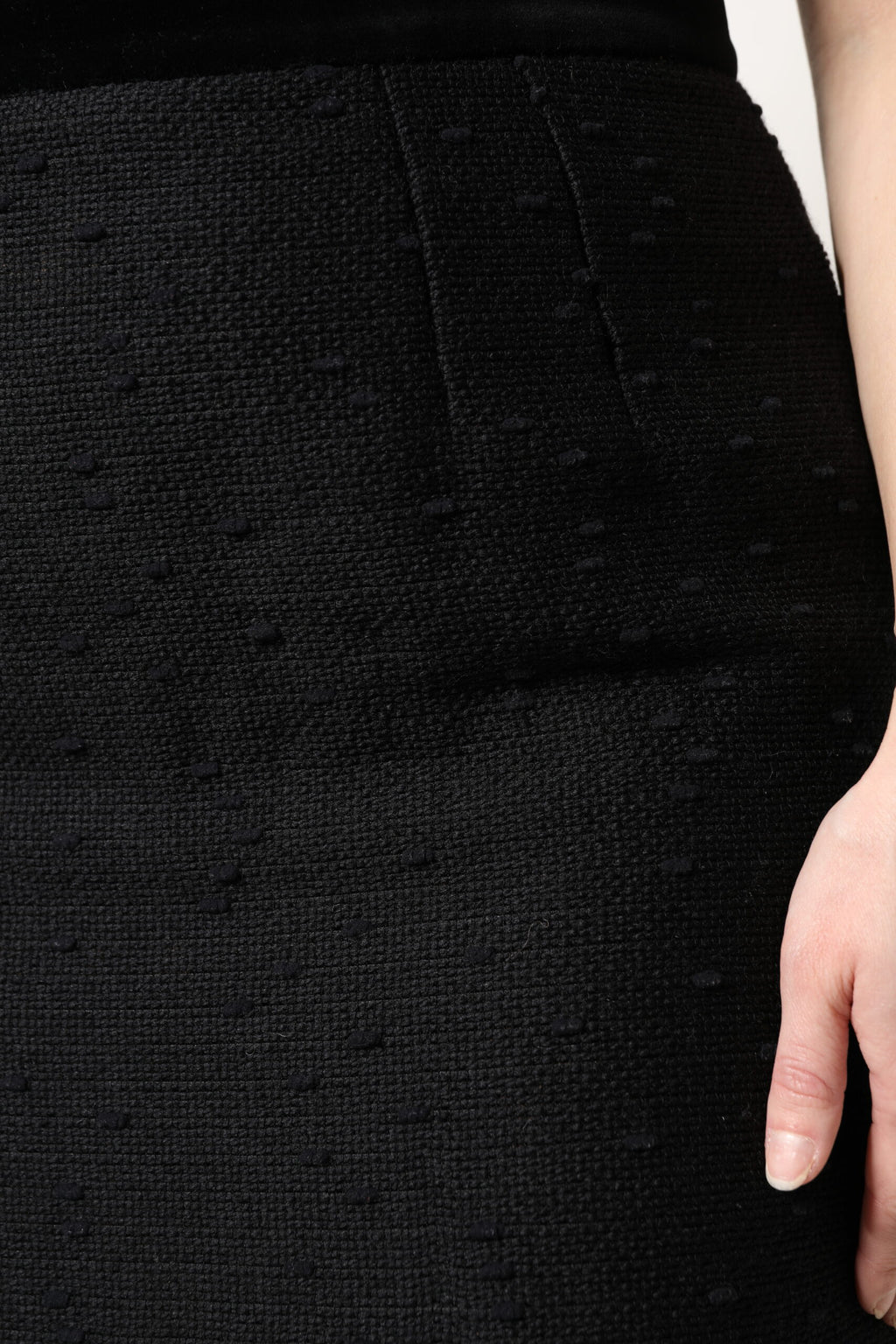 Dolce & Gabbana Black High-Waist Fringed Wool Mini Pencil Skirt