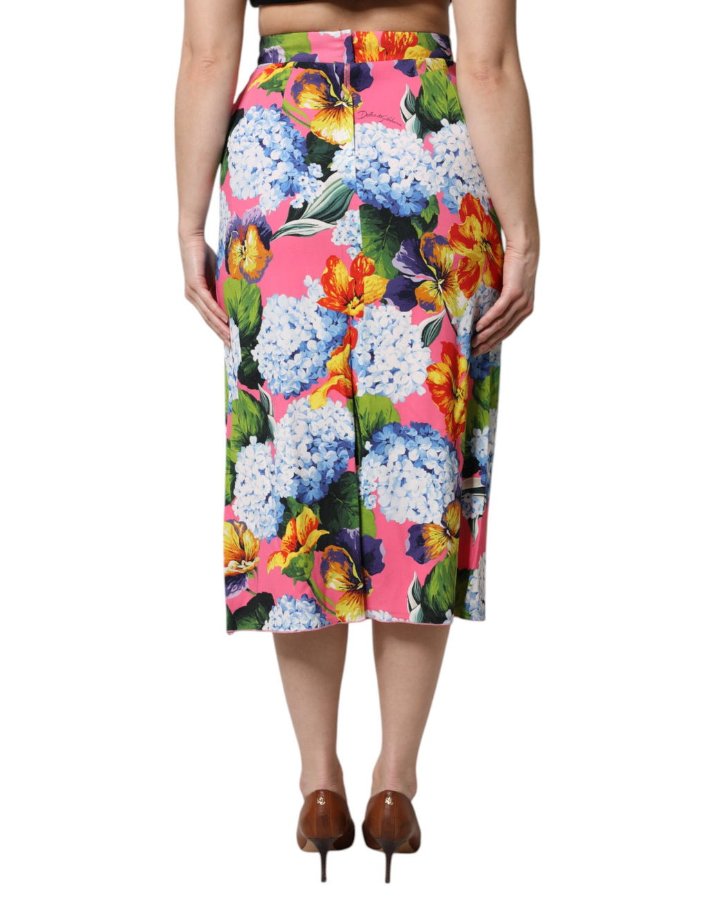 Dolce & Gabbana Multicolor Floral Print Midirock mit hoher Taille