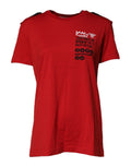 Dolce & Gabbana Rotes T-Shirt mit Rundhalsausschnitt und Grafikdruck aus Baumwolle