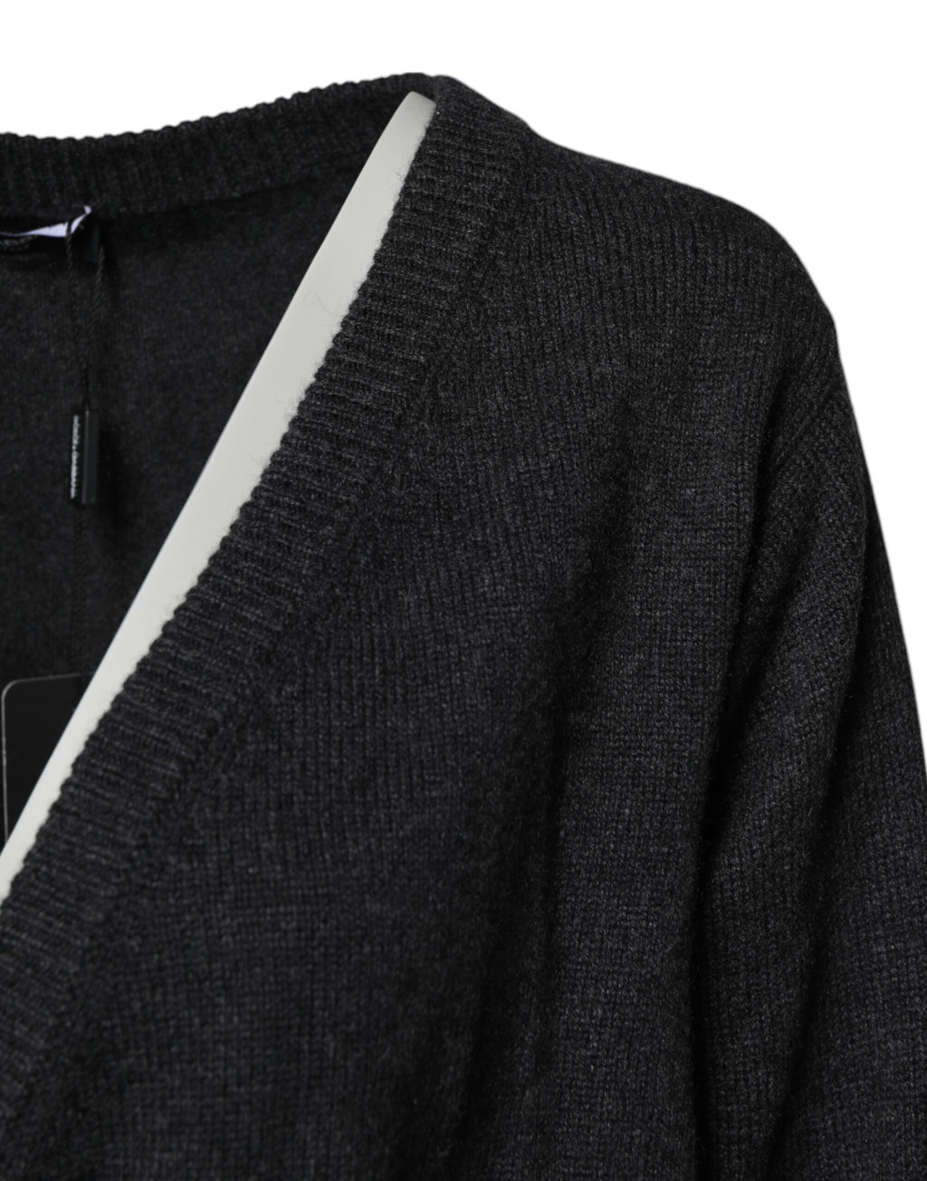 Dolce & Gabbana Grey Cashmere Deep V-Neck Sweater