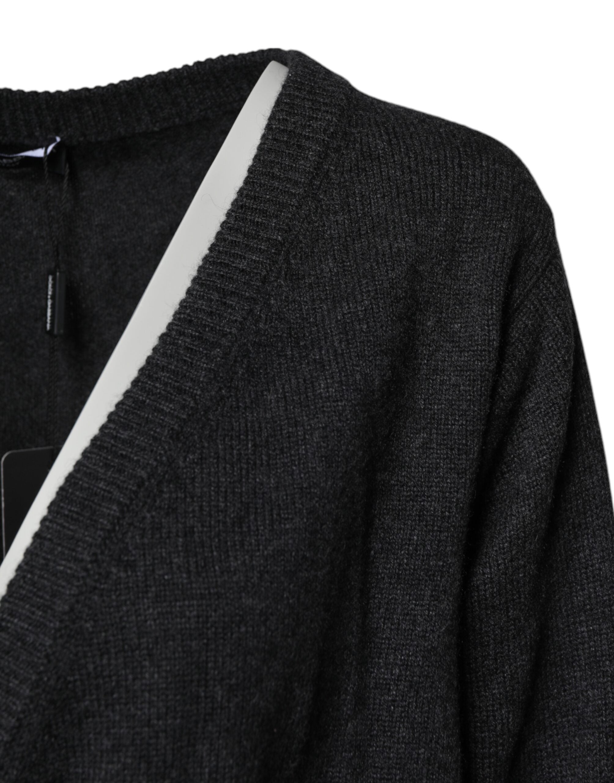 Dolce & Gabbana Grey Cashmere Deep V-Neck Sweater