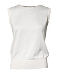 Dolce & Gabbana Cremefarbenes ärmelloses Seiden-Rundhals-Top