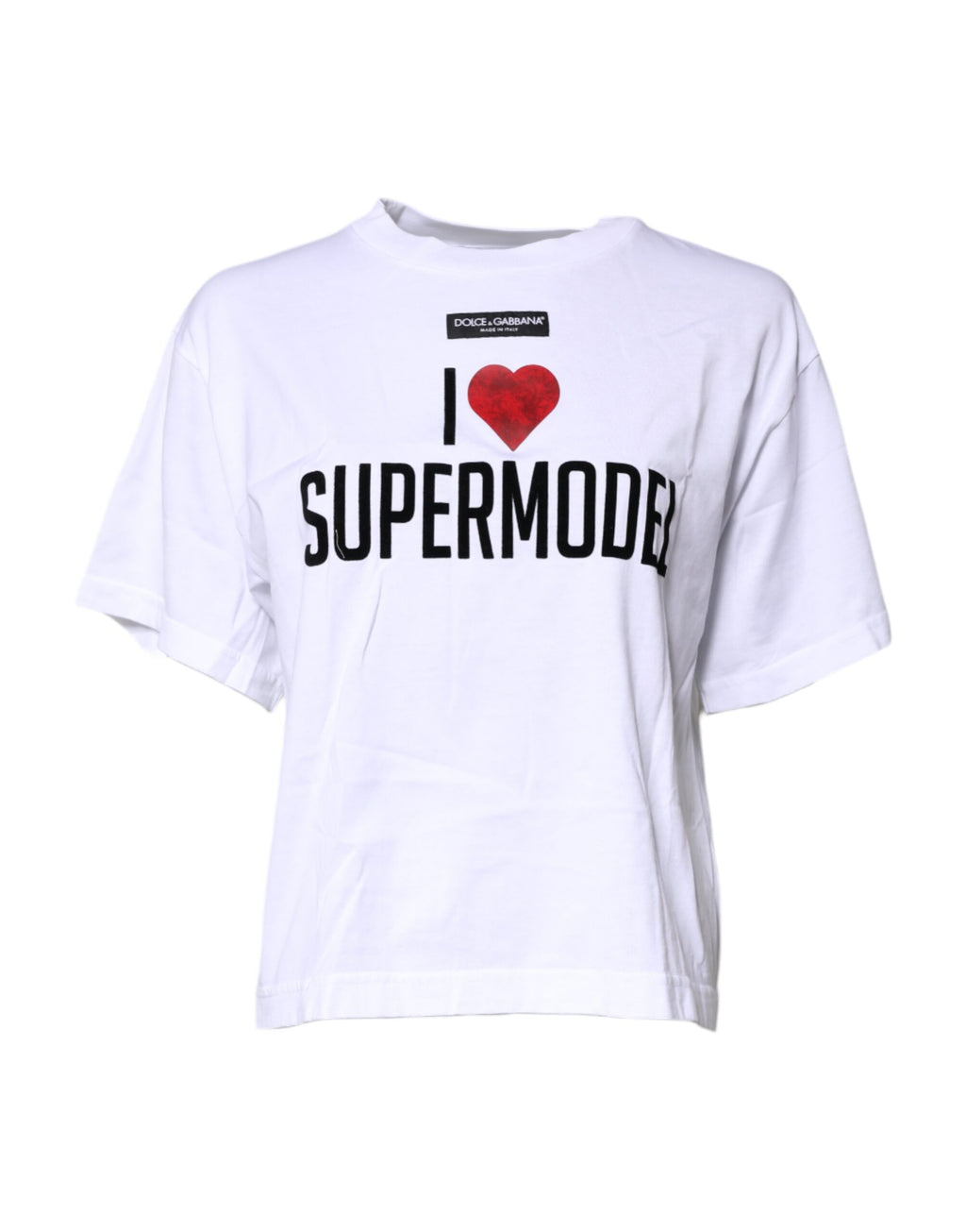 Dolce & Gabbana White Printed Cotton Crew-Neck T-Shirt