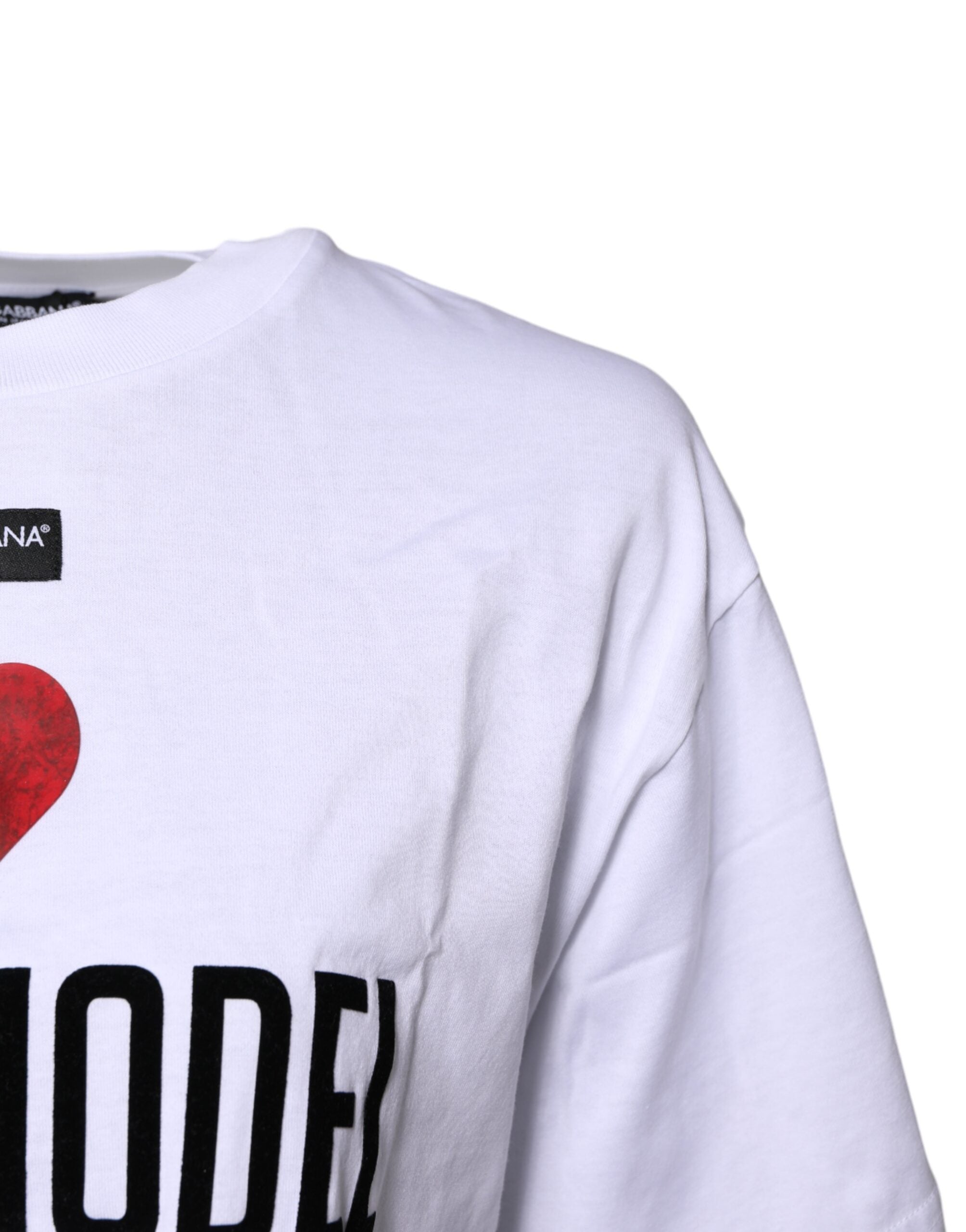 Dolce & Gabbana White Printed Cotton Crew-Neck T-Shirt