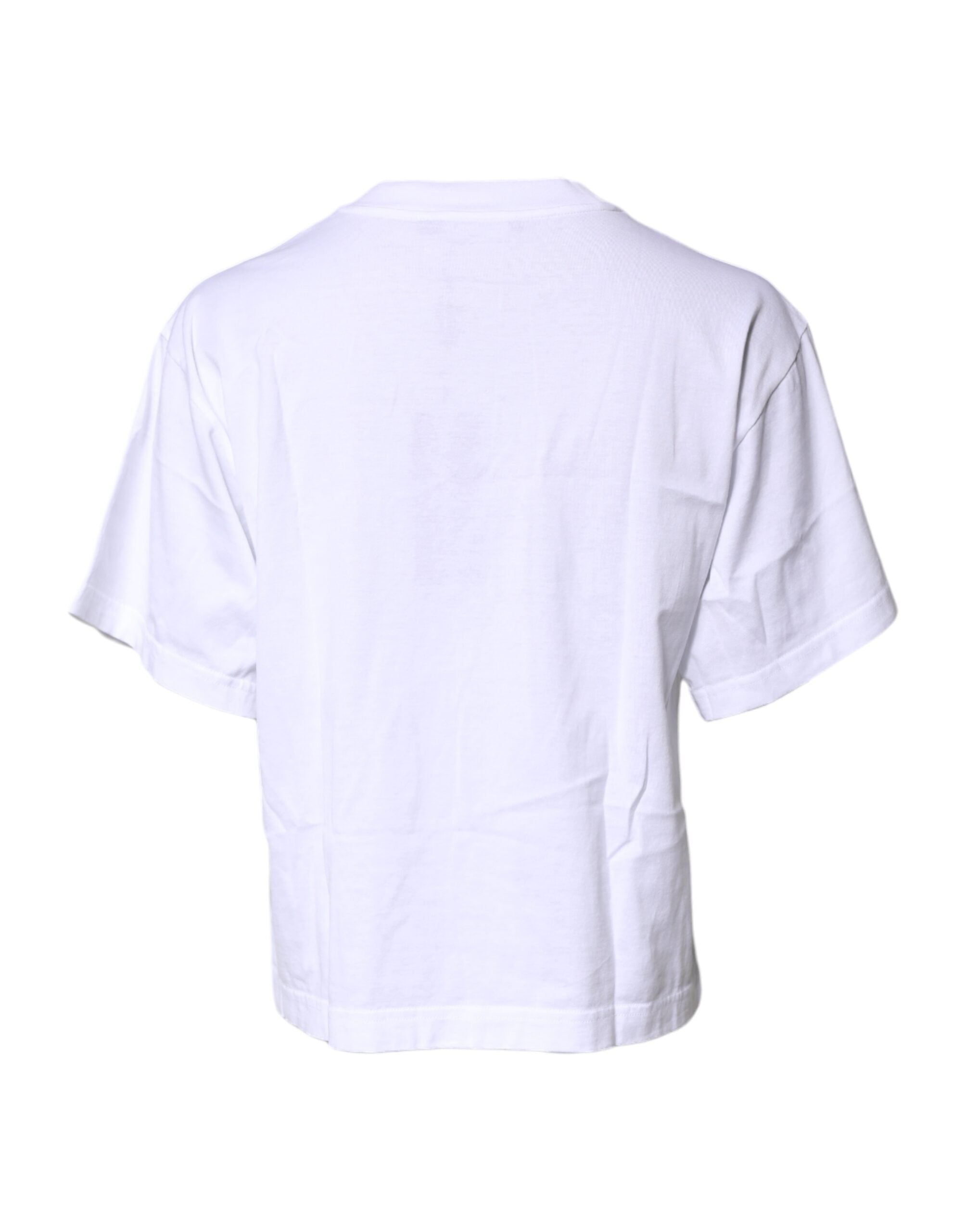 Dolce & Gabbana White Printed Cotton Crew-Neck T-Shirt