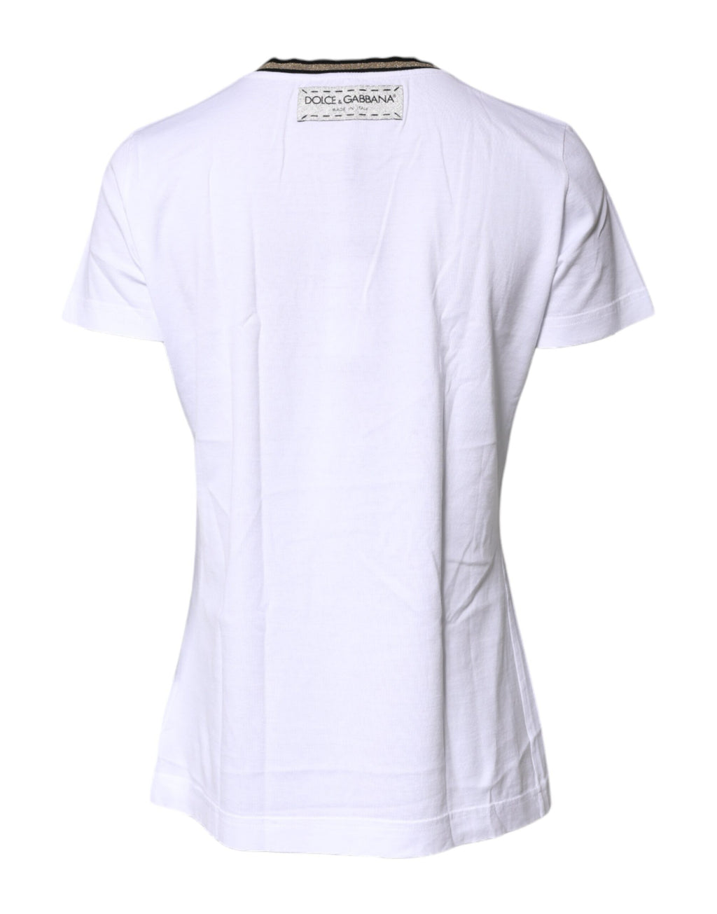 Dolce & Gabbana White Printed Cotton Crew Neck T-Shirt