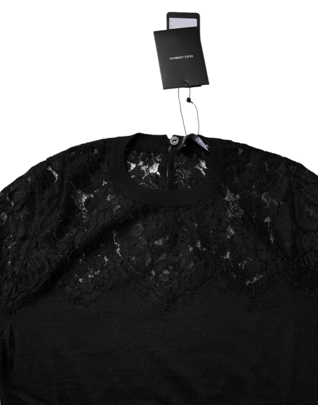 Dolce & Gabbana Black Floral Lace Long Sleeve Blouse Top