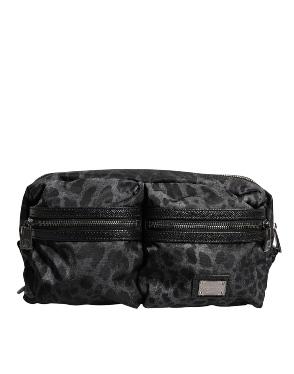 Dolce & Gabbana Schwarzer grauer Leopard DG Logo Gürtel Taille Gürteltasche