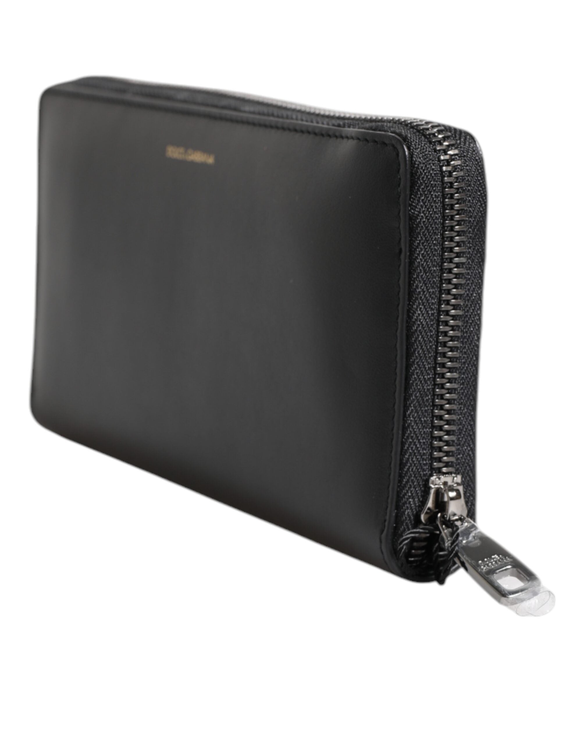 Dolce & Gabbana Schwarz-Blau Exotisches Leder Geprägte Kontinental Brieftasche