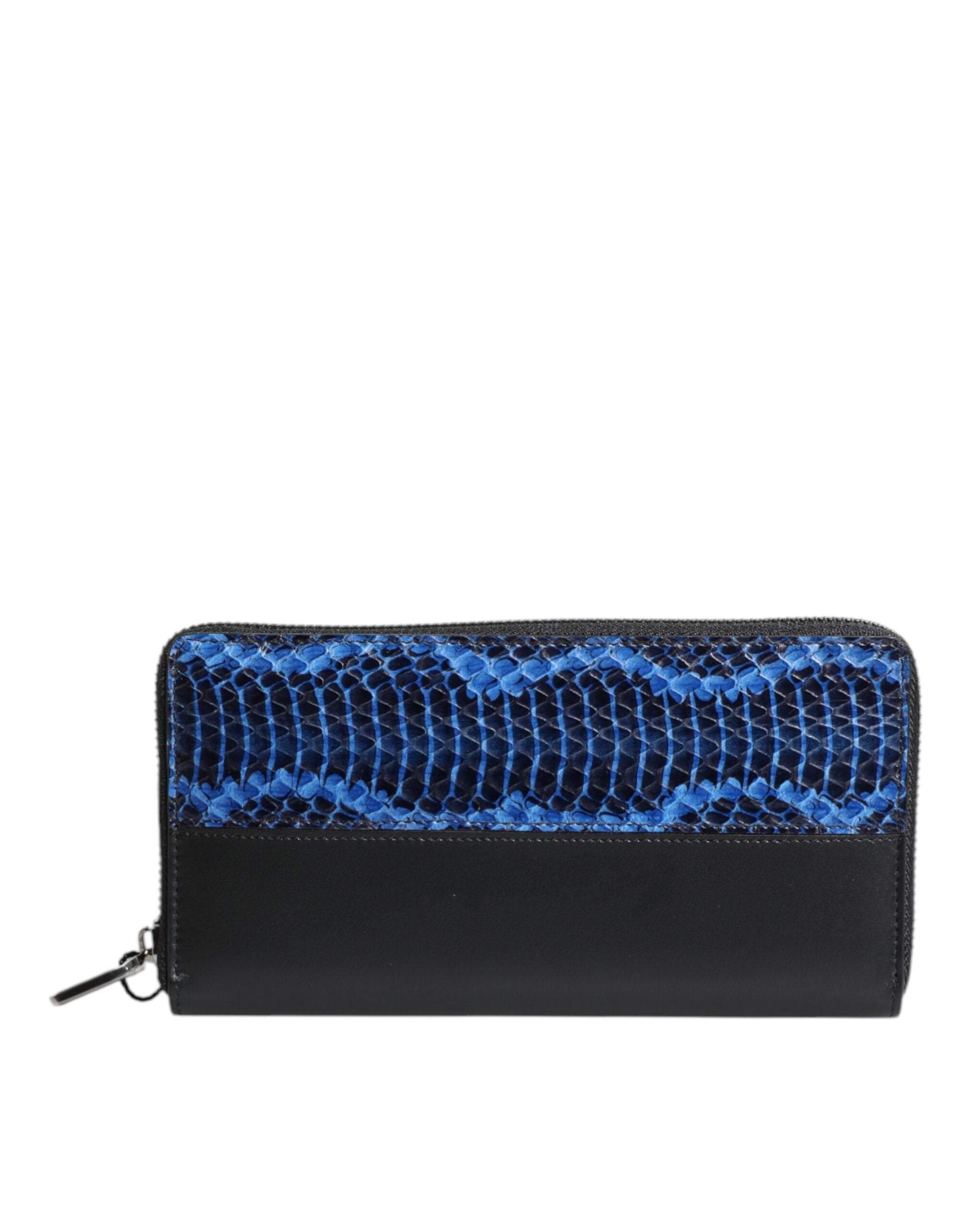 Dolce & Gabbana Schwarz-Blau Exotisches Leder Geprägte Kontinental Brieftasche