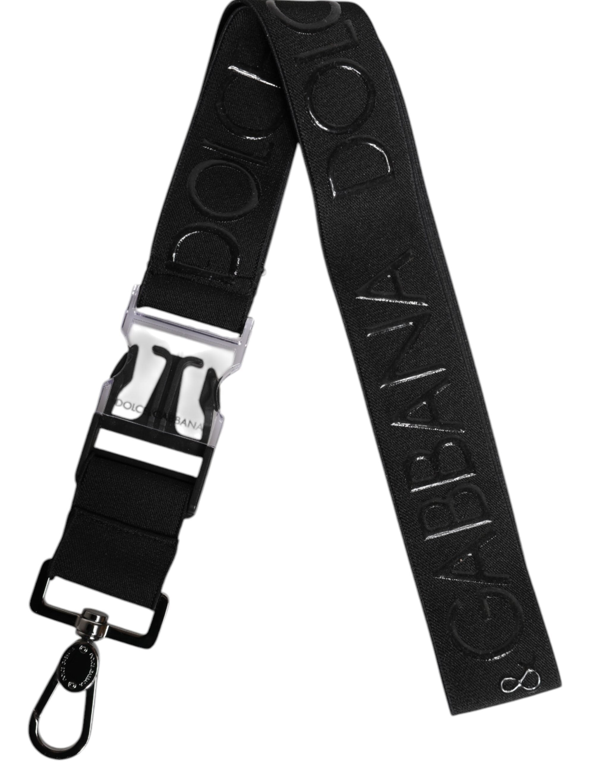 Dolce & Gabbana Black Stretch Polyester Keychain with Rubberized DG Logo