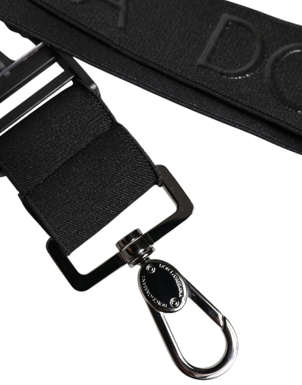 Dolce & Gabbana Black Stretch Polyester Keychain with Rubberized DG Logo
