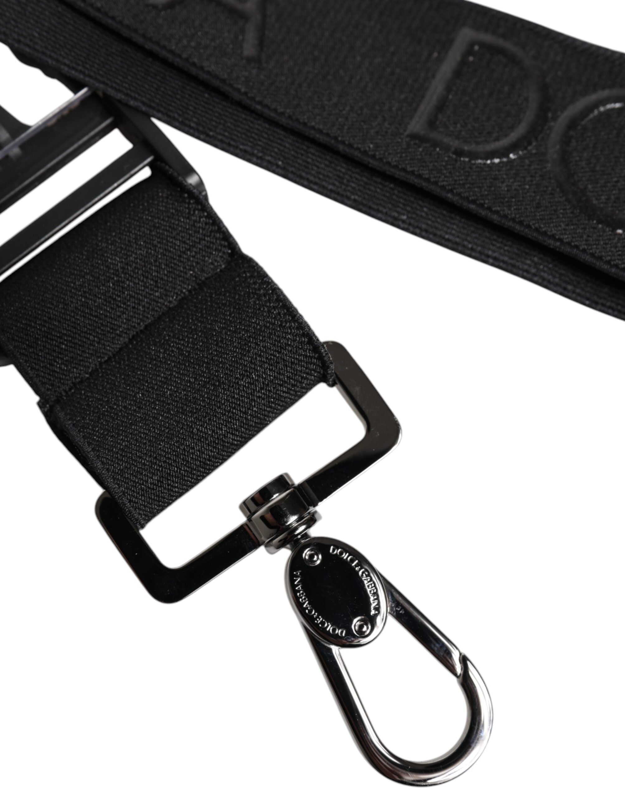 Dolce & Gabbana Black Stretch Polyester Keychain with Rubberized DG Logo