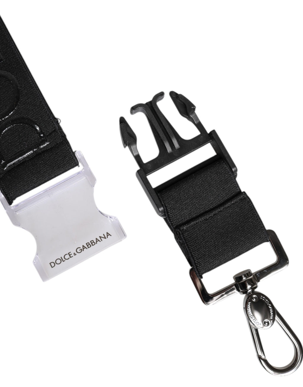 Dolce & Gabbana Black Stretch Polyester Keychain with Rubberized DG Logo