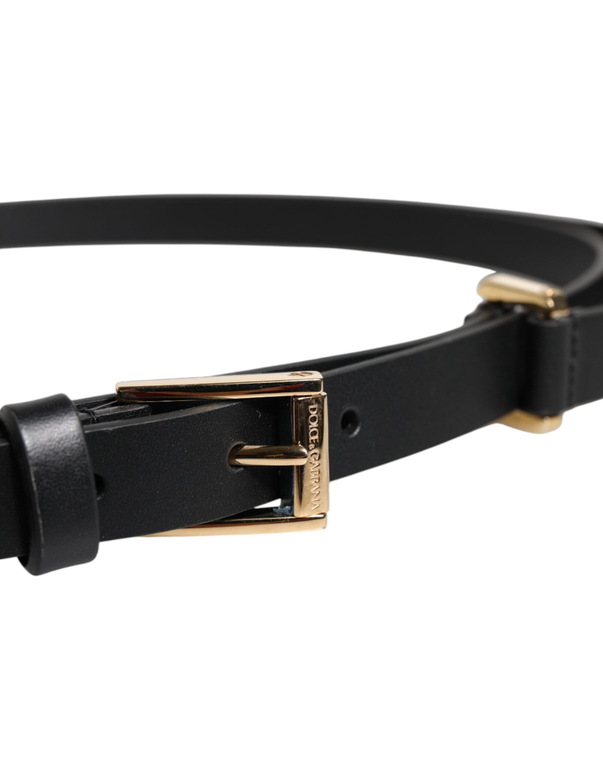 Dolce & Gabbana Gürtel aus schwarzem Kalbsleder mit goldener Metallschnalle