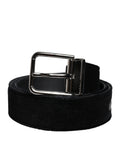 Dolce & Gabbana Black Cotton Belt with Silver-Tone Metal Buckle