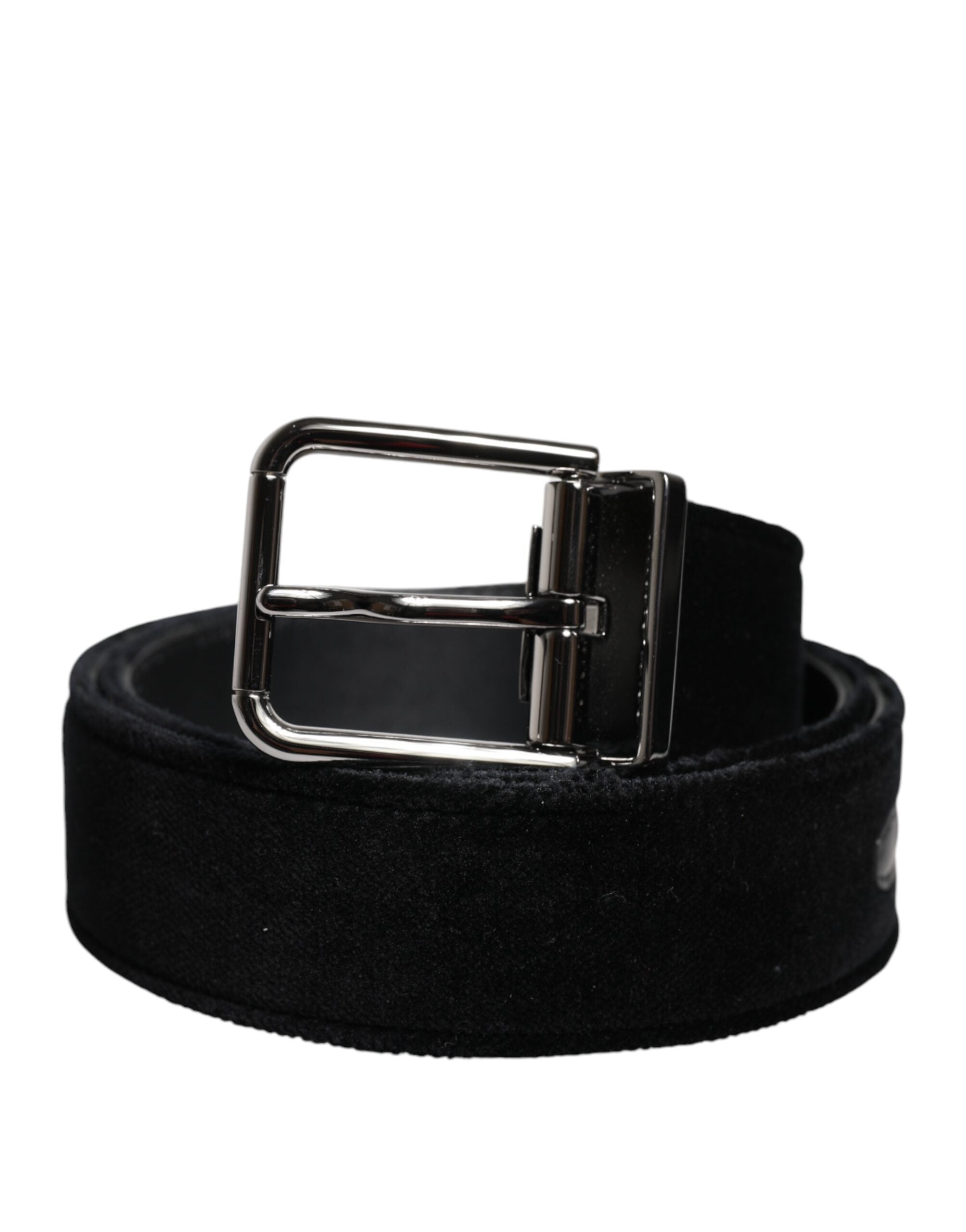 Dolce & Gabbana Black Cotton Belt with Silver-Tone Metal Buckle