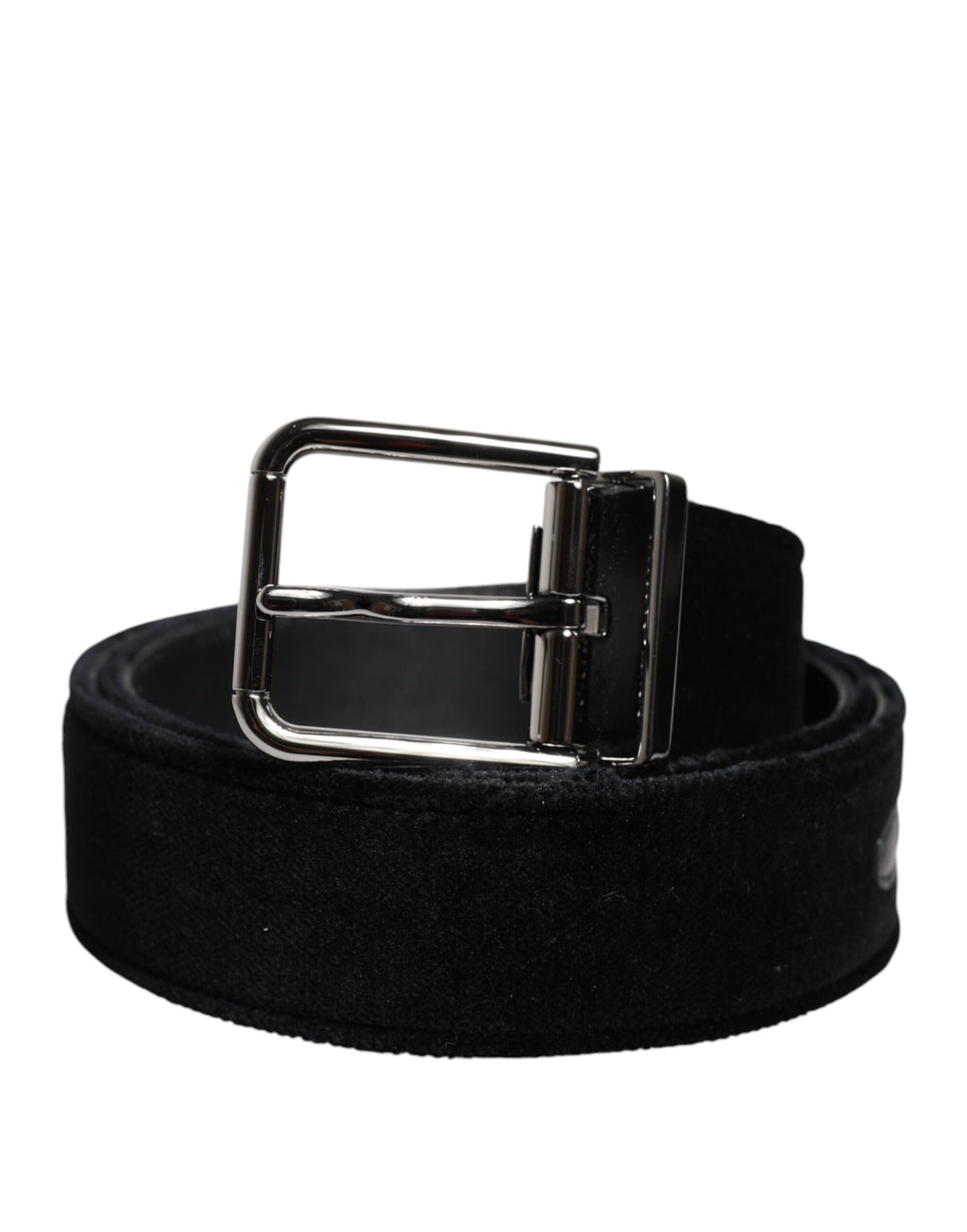 Dolce & Gabbana Black Cotton Belt with Silver-Tone Metal Buckle