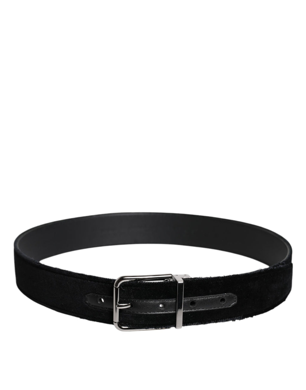 Dolce & Gabbana Black Cotton Belt with Silver-Tone Metal Buckle