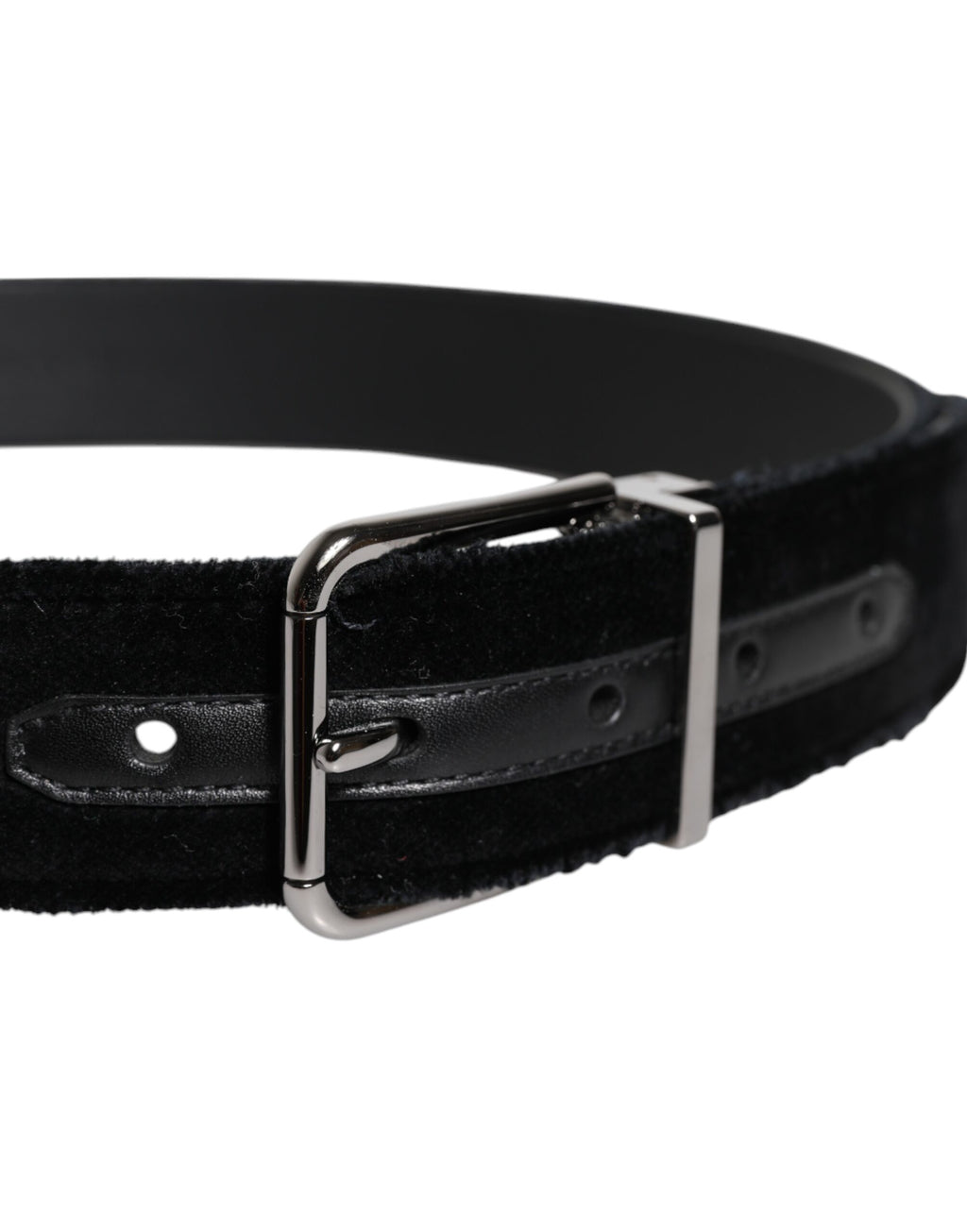 Dolce & Gabbana Black Cotton Belt with Silver-Tone Metal Buckle
