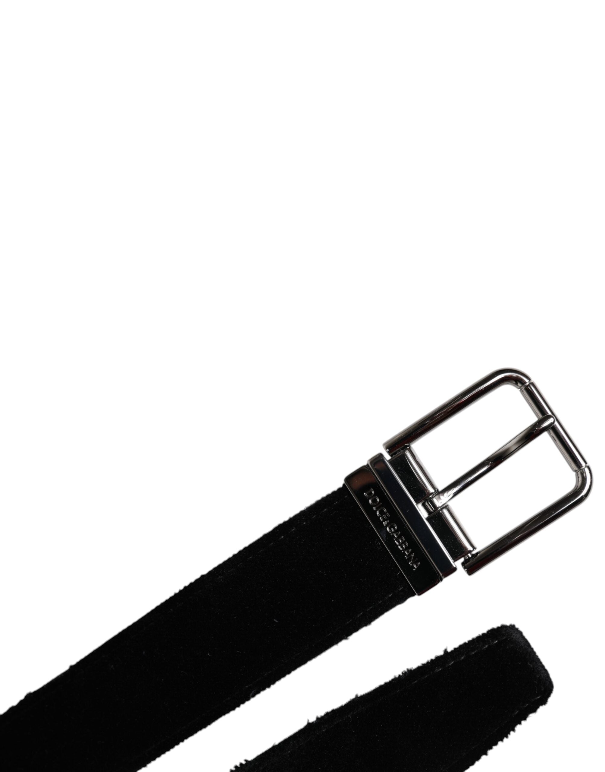 Dolce & Gabbana Black Cotton Belt with Silver-Tone Metal Buckle