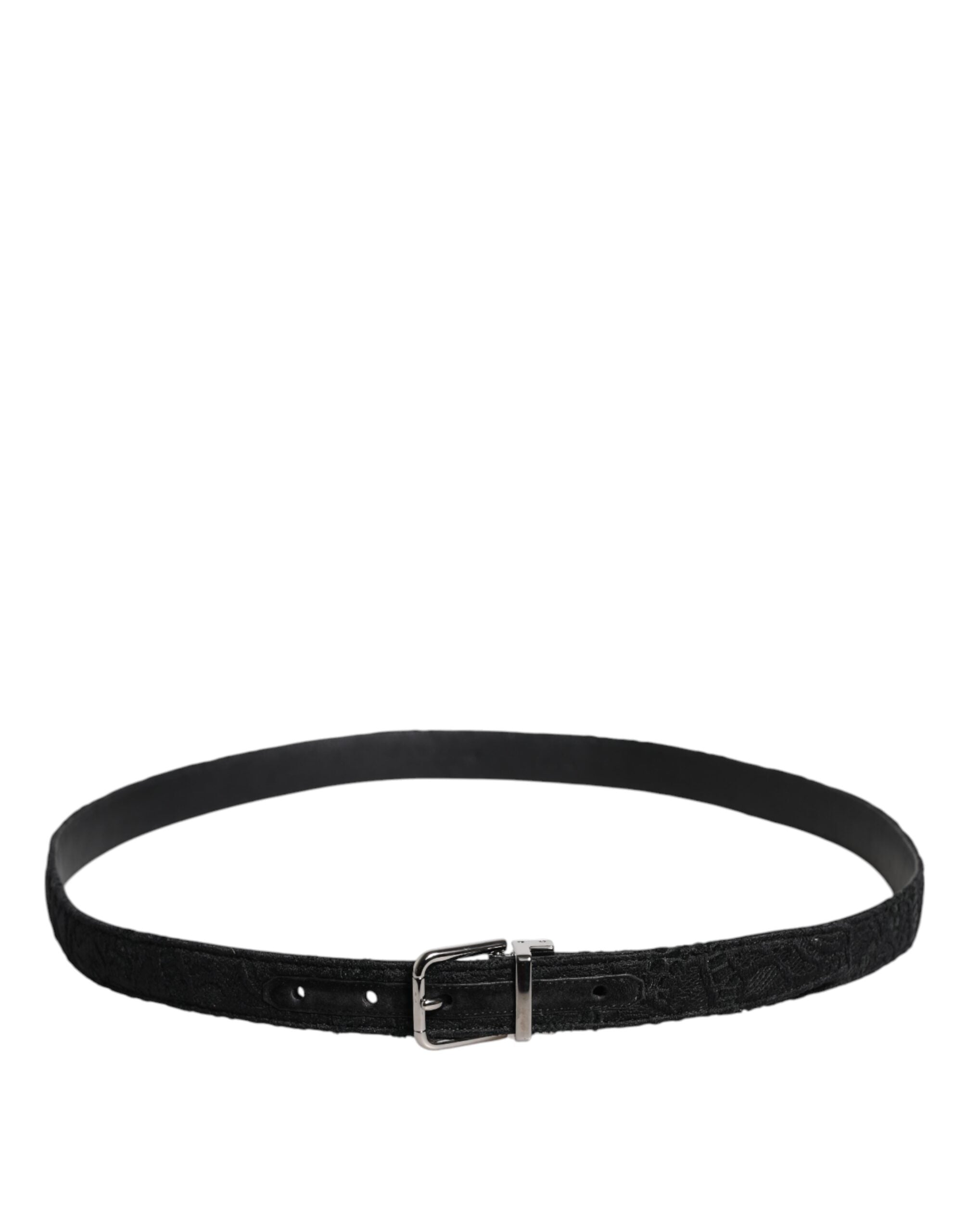 Dolce & Gabbana Schwarzer Gürtel aus Baumwollmischung mit silberner Metallschnalle