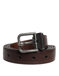 Dolce & Gabbana Brauner Ledergürtel mit silberner Metallschnalle