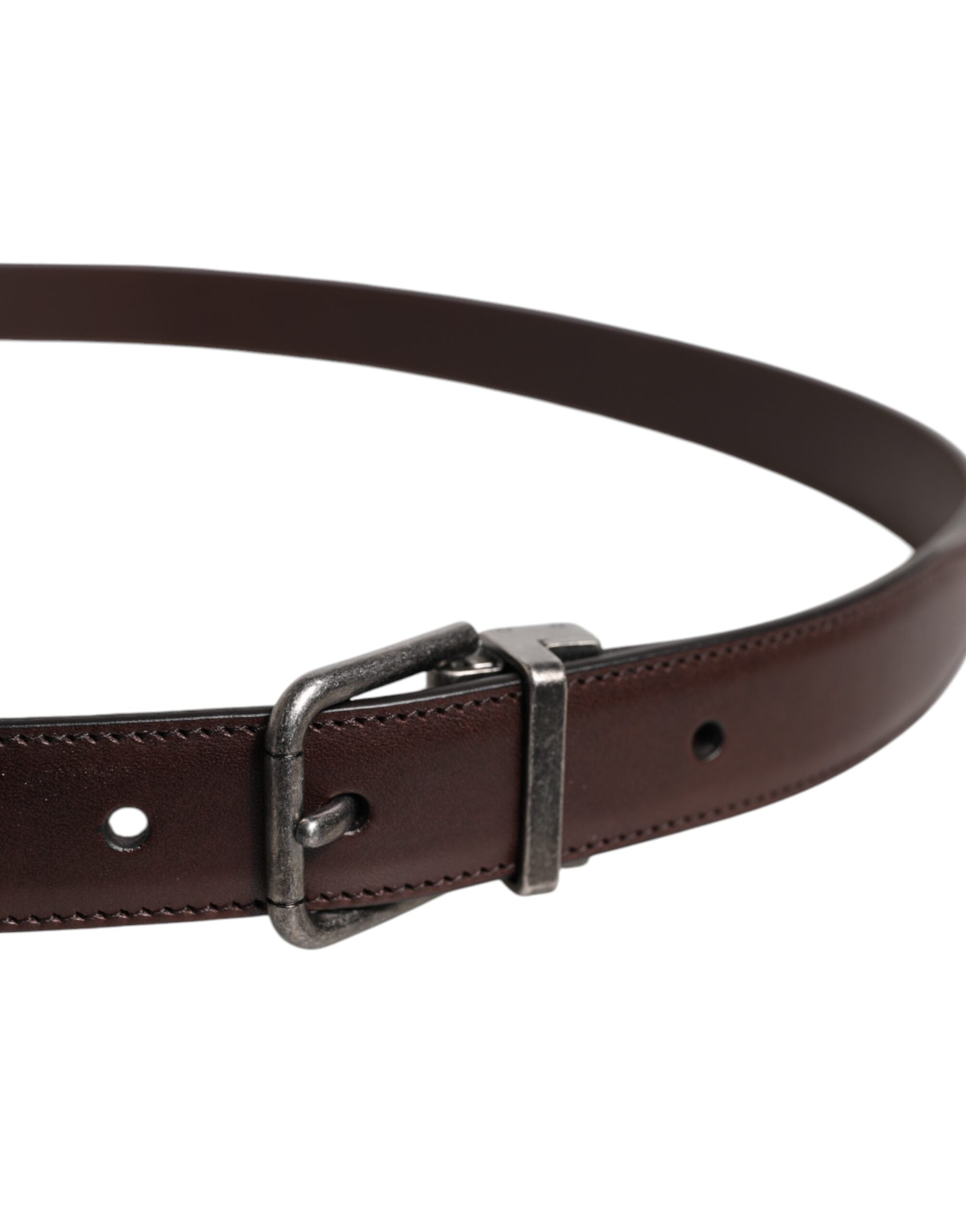 Dolce & Gabbana Brauner Ledergürtel mit silberner Metallschnalle