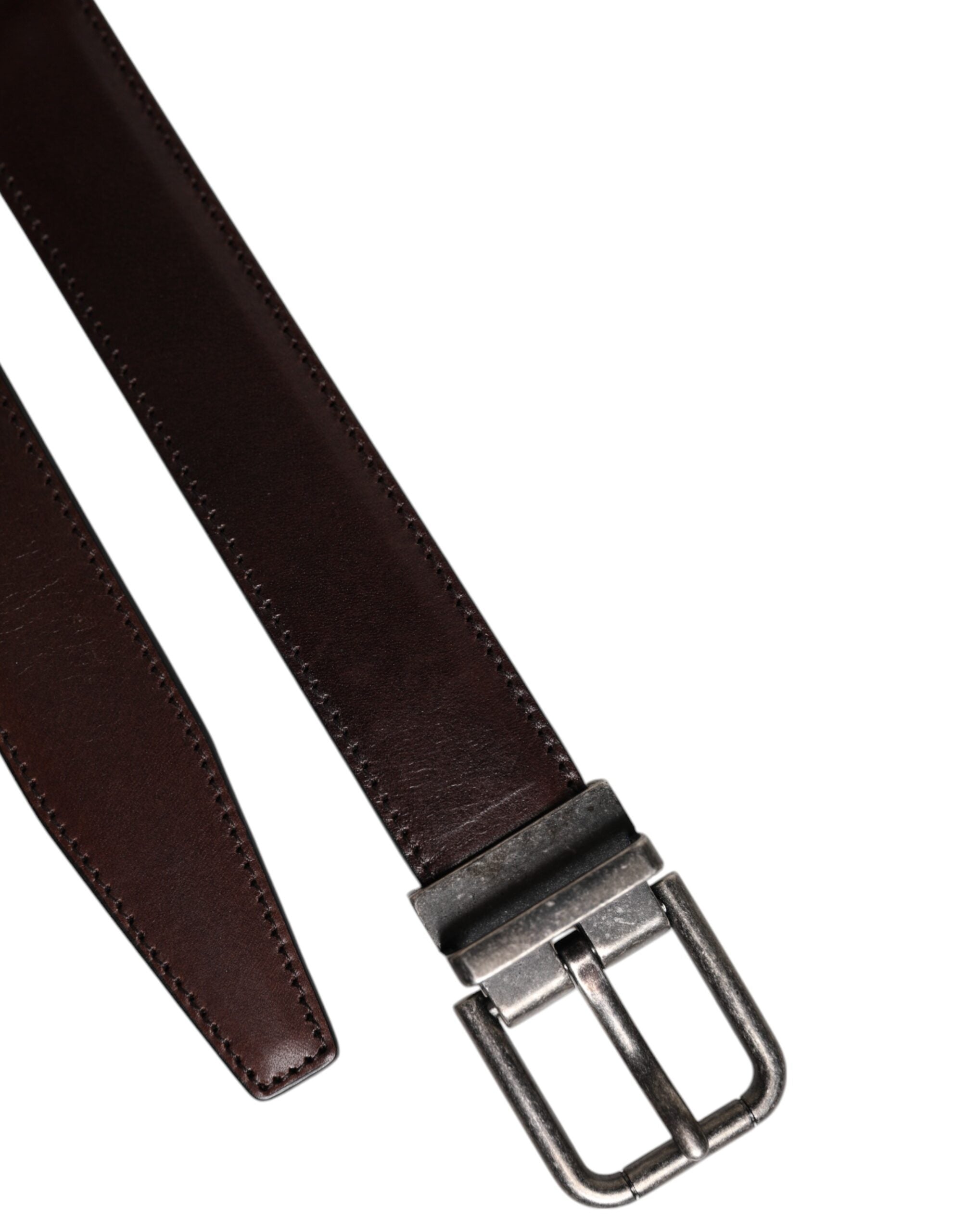 Dolce & Gabbana Brauner Ledergürtel mit silberner Metallschnalle