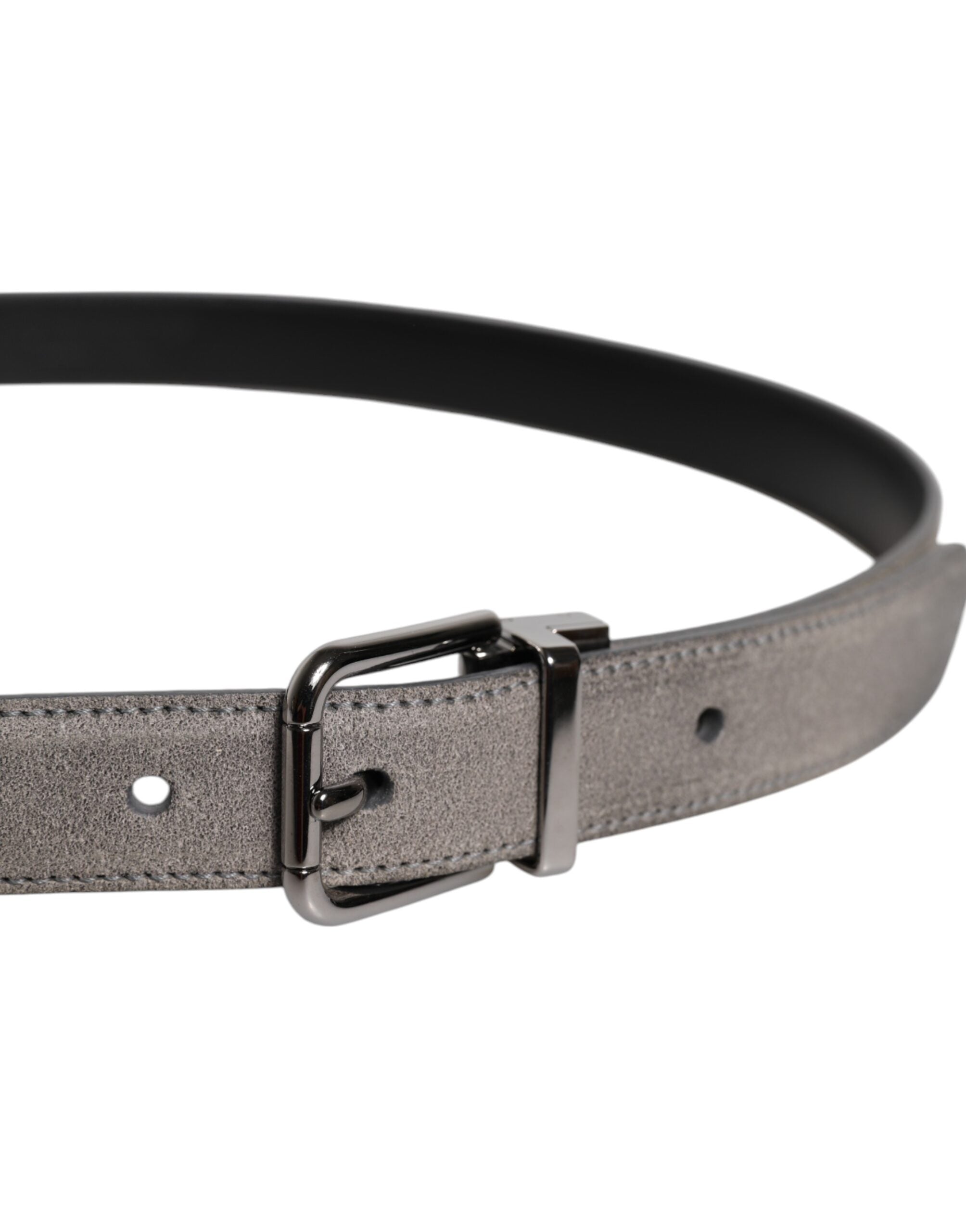 Dolce & Gabbana Grauer Leder Gürtel mit silberfarbener Metallschnalle