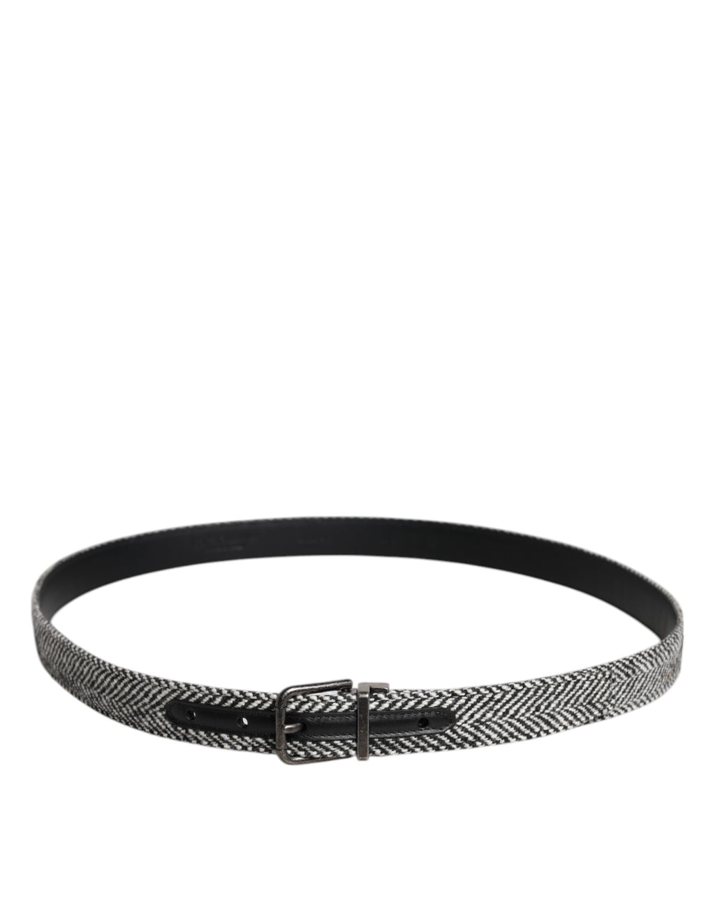 Dolce & Gabbana Black White Silver-Tone Metal Buckle Belt