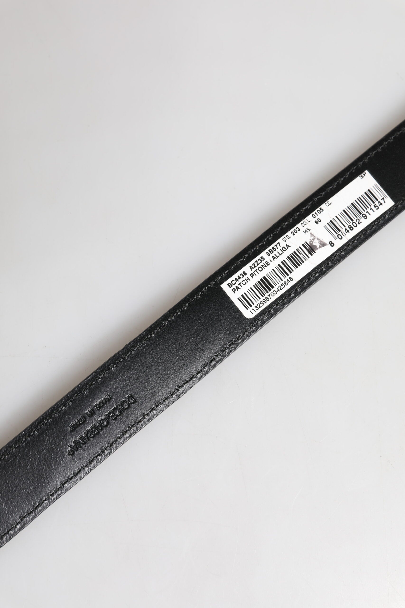 Dolce & Gabbana Black Exotic Leather Belt with Metal Logo Buckle