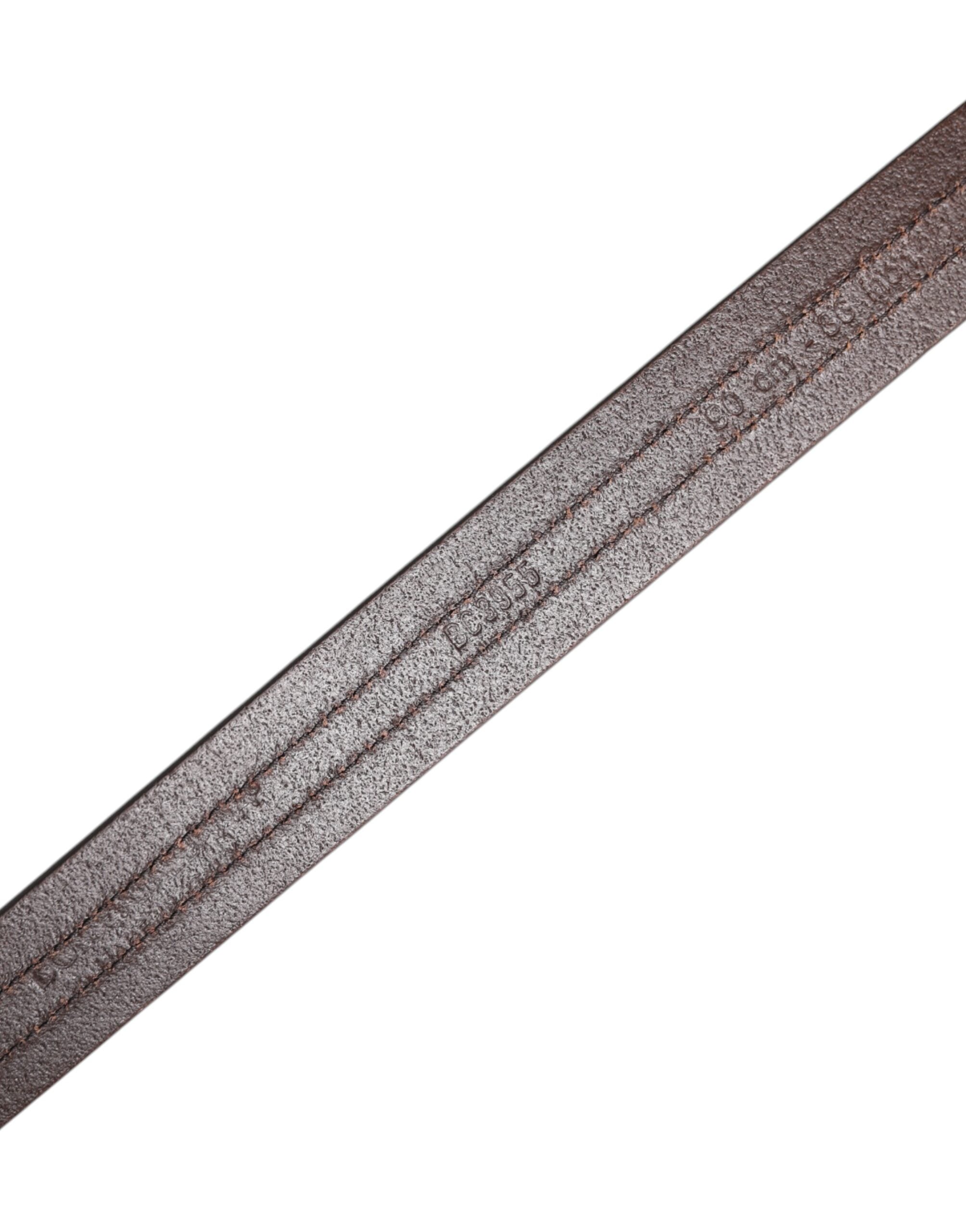 Dolce & Gabbana Burgundy Leather Belt with Metal Logo Buckle