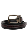 Dolce & Gabbana Black Burgundy Calfskin Belt with Metal Logo Buckle