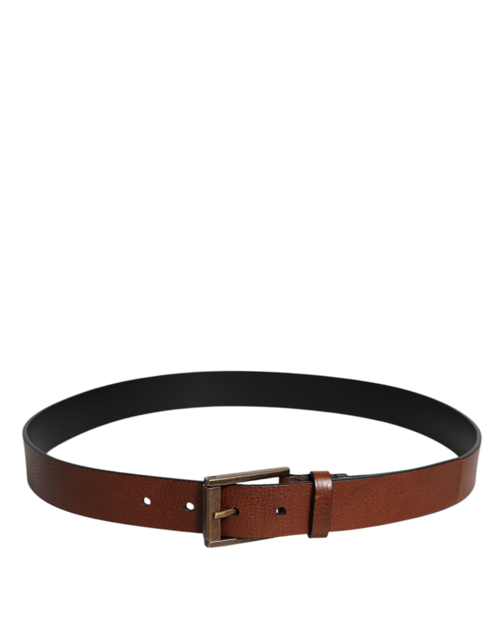 Dolce & Gabbana Brown Calf Leather Belt with Classic Metal Buckle