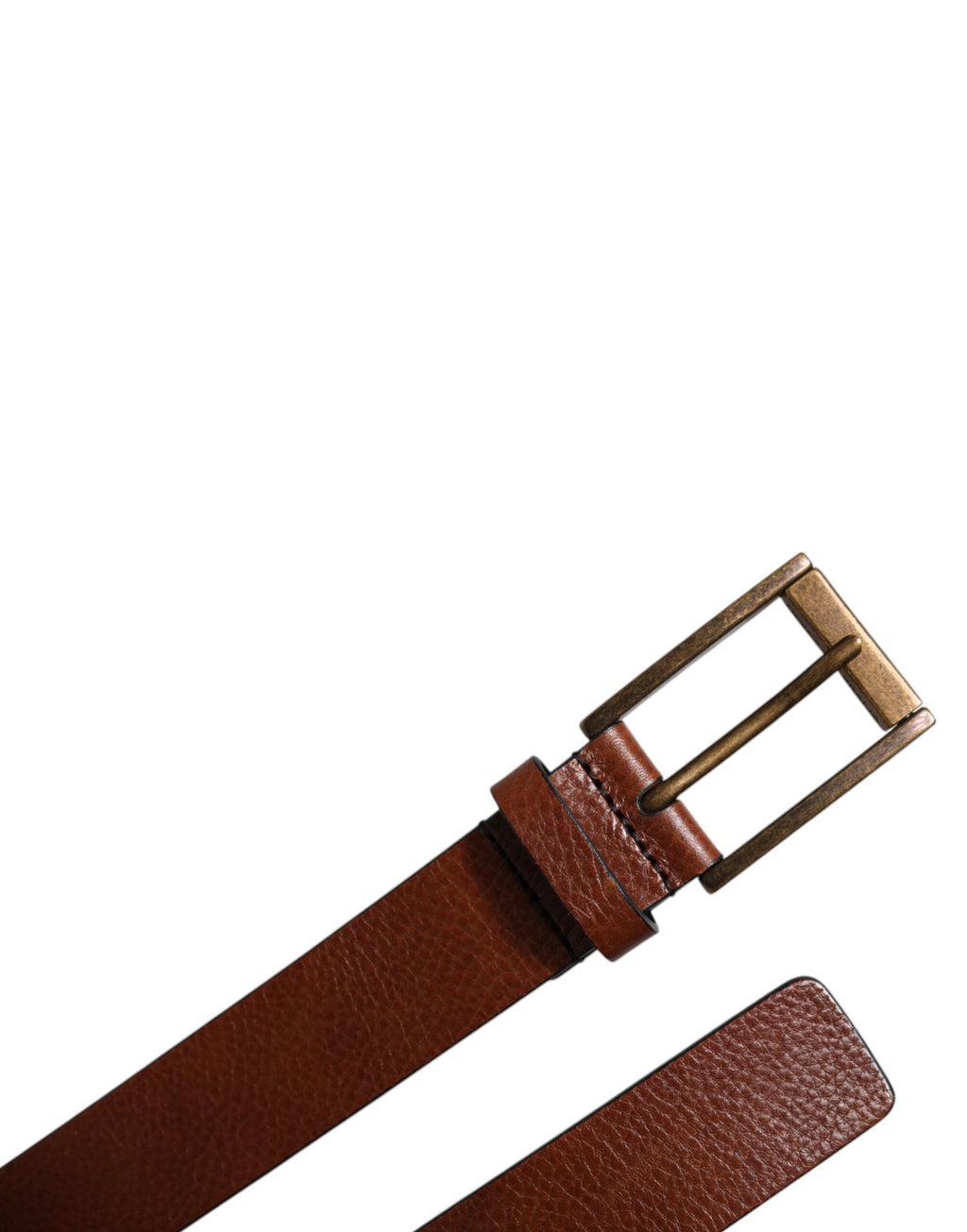 Dolce & Gabbana Brown Calf Leather Belt with Classic Metal Buckle