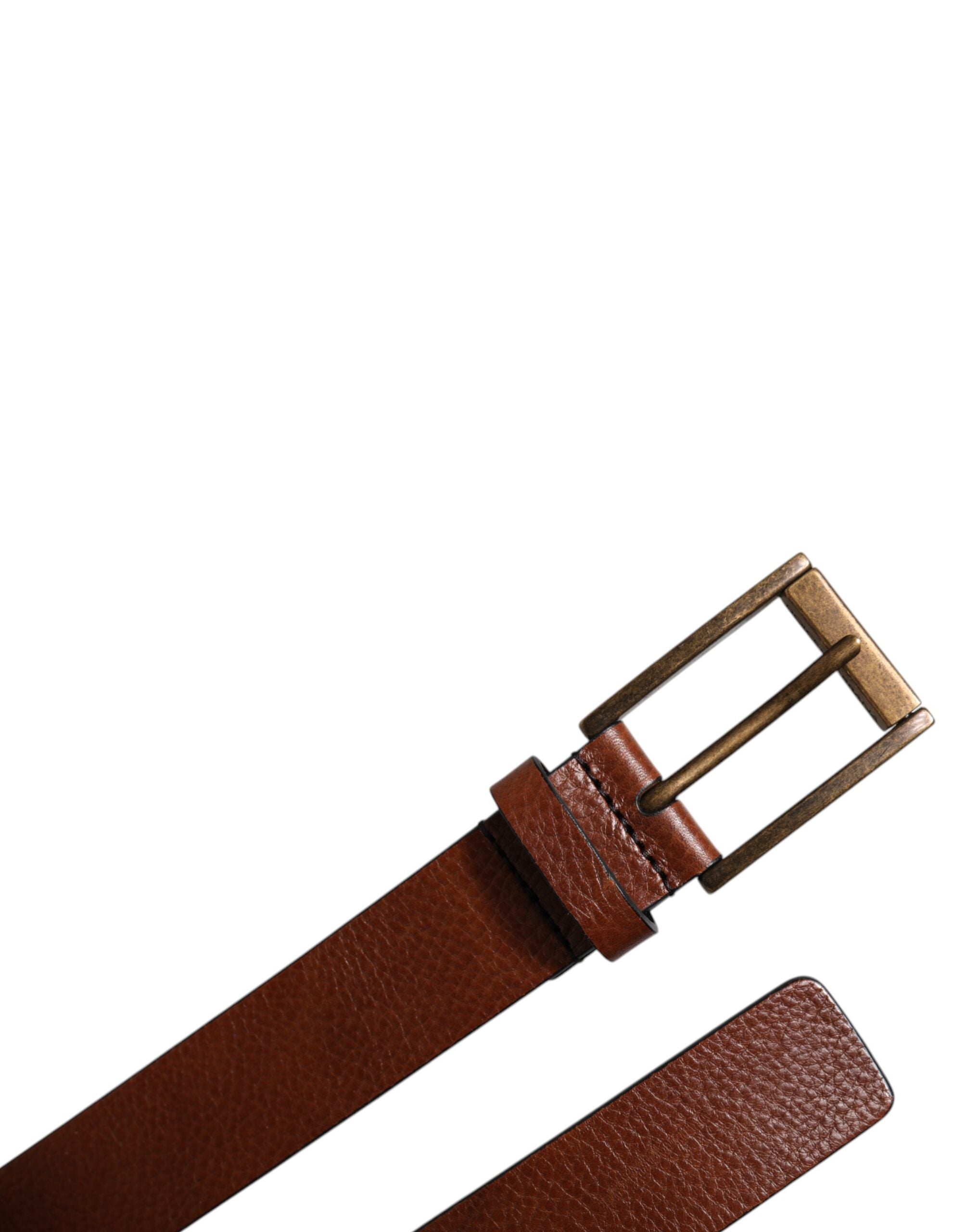 Dolce & Gabbana Brown Calf Leather Belt with Classic Metal Buckle