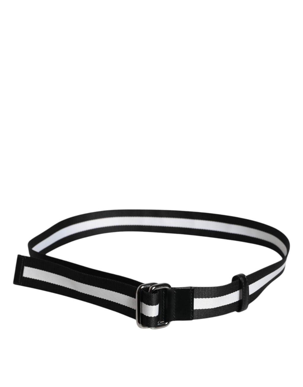 Dolce & Gabbana belt with striped metal buckle and black and yellow logo
