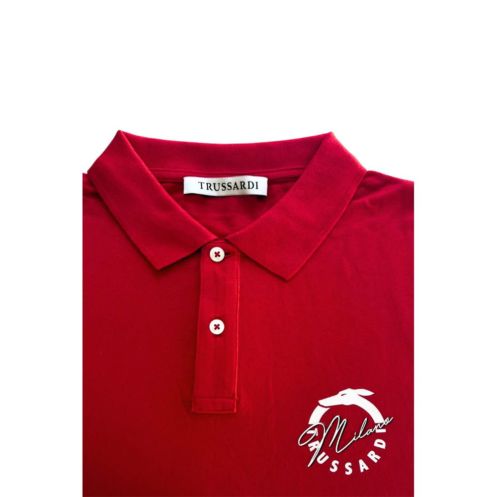 Trussardi Beachwear Cotton Polo Shirt in Red