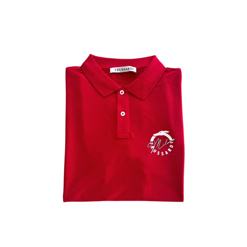 Trussardi Beachwear Cotton Polo Shirt in Red