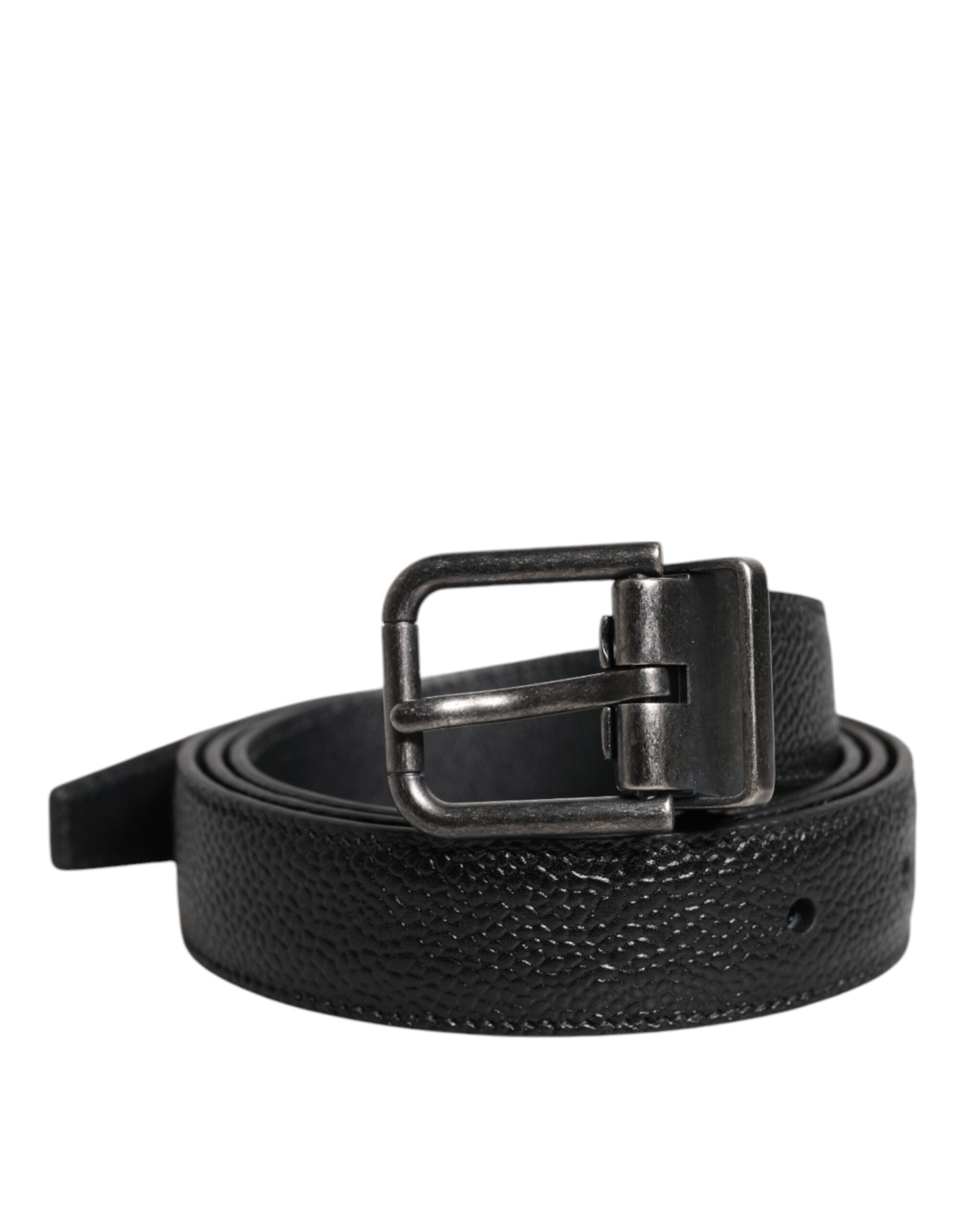 Dolce & Gabbana Klassischer Gürtel mit Metallschnalle aus schwarzem Kalbsleder