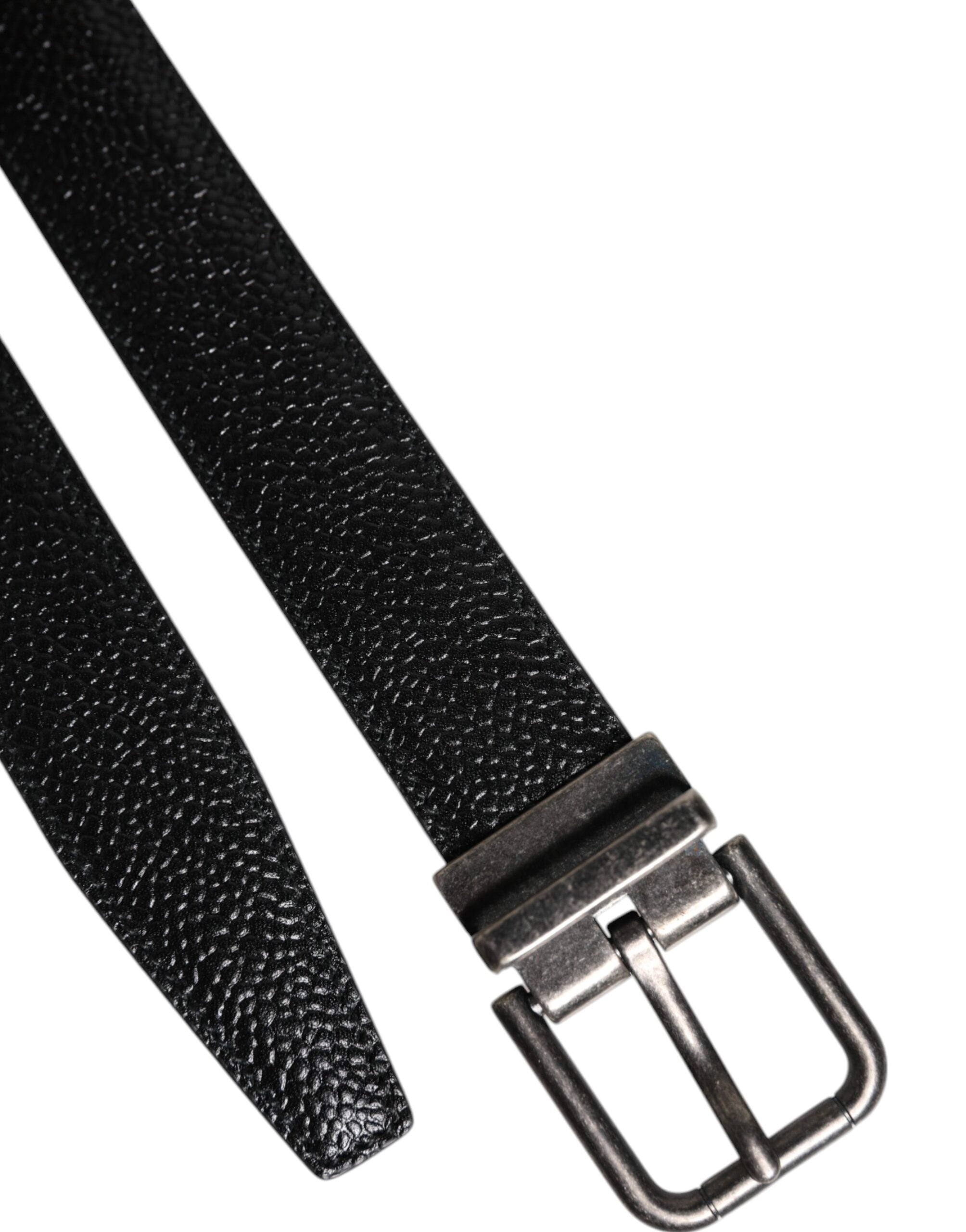 Dolce & Gabbana Klassischer Gürtel mit Metallschnalle aus schwarzem Kalbsleder