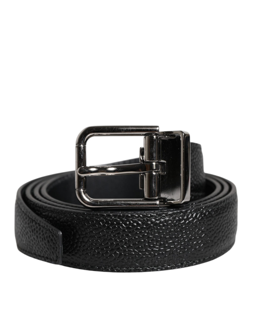 Dolce & Gabbana Klassischer Gürtel mit Metallschnalle aus schwarzem Kalbsleder