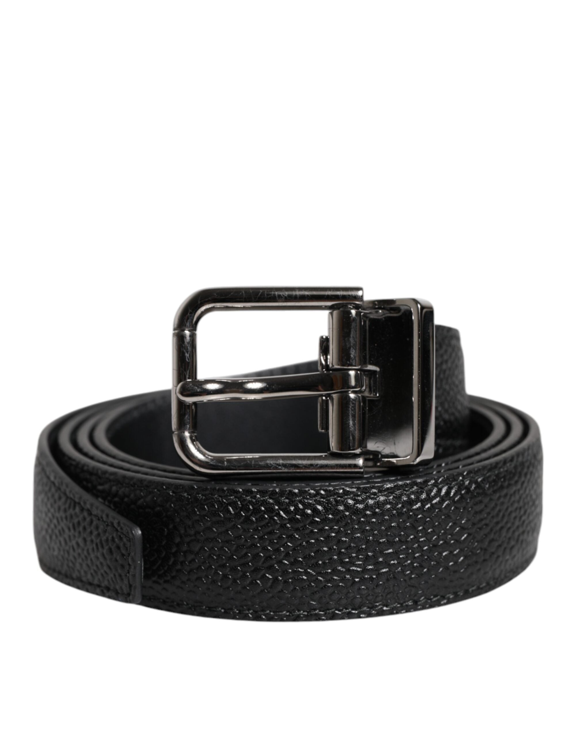 Dolce & Gabbana Klassischer Gürtel mit Metallschnalle aus schwarzem Kalbsleder