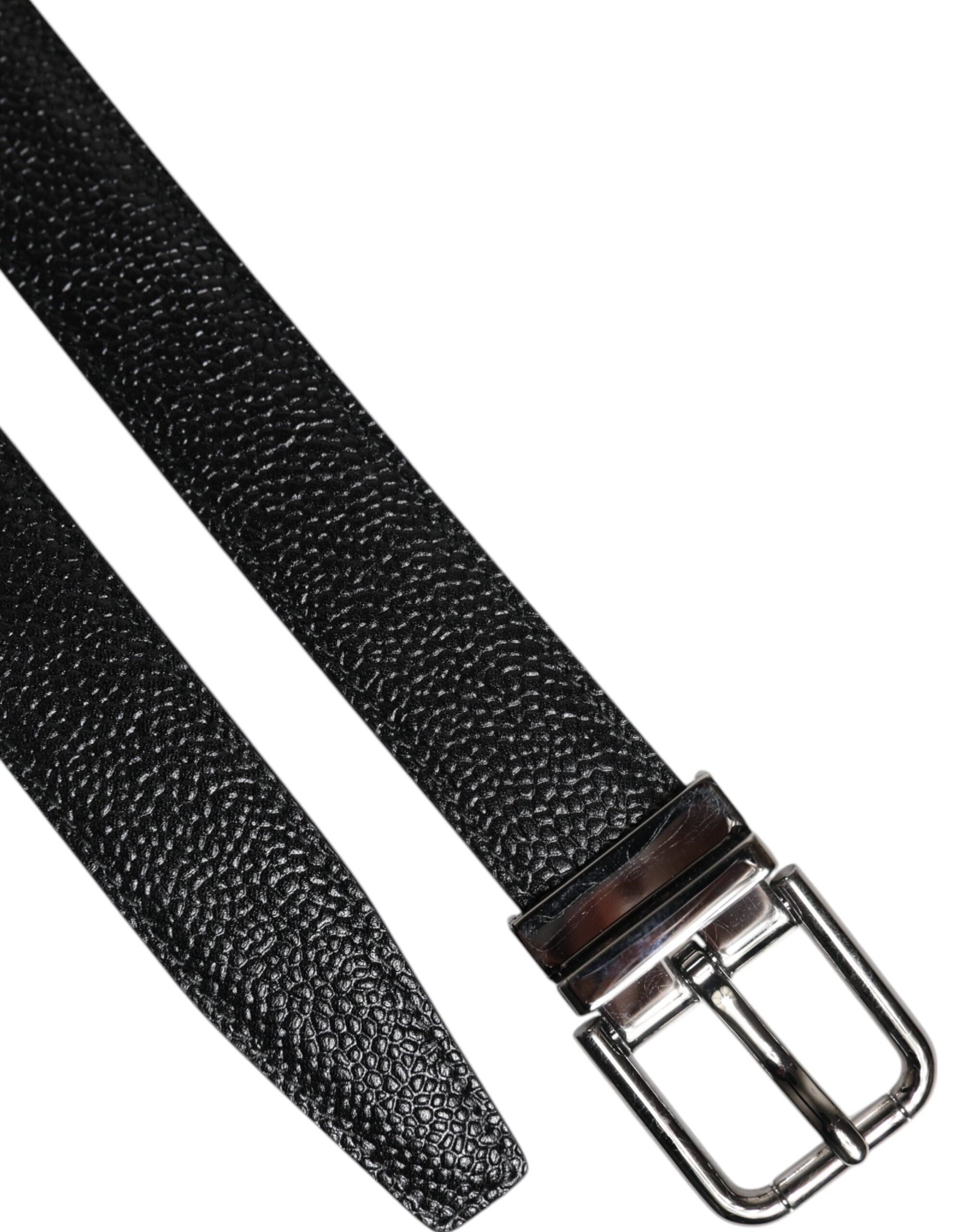 Dolce & Gabbana Klassischer Gürtel mit Metallschnalle aus schwarzem Kalbsleder