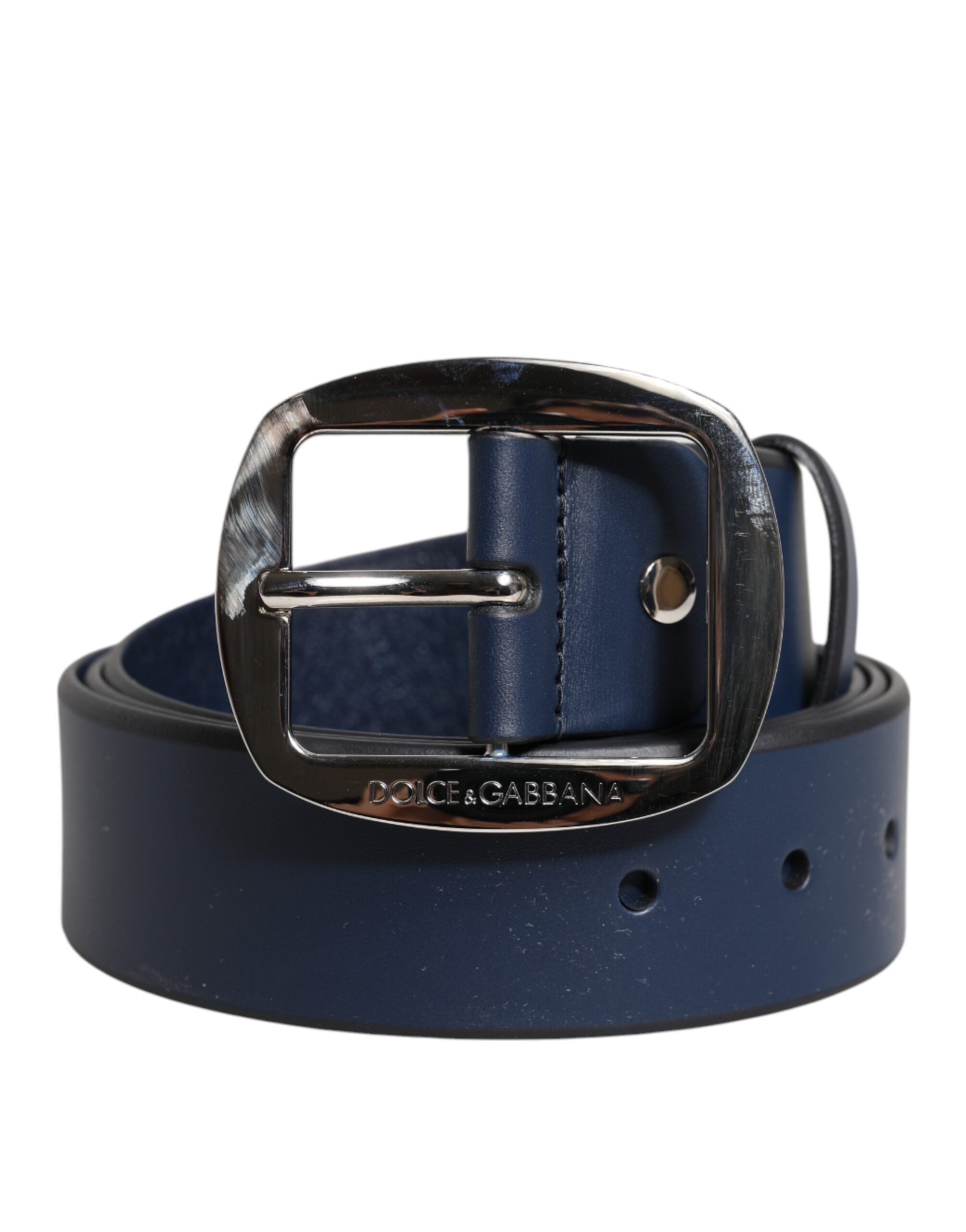 Dolce & Gabbana Blauer Kalbsledergürtel mit klassischer Metallschnalle