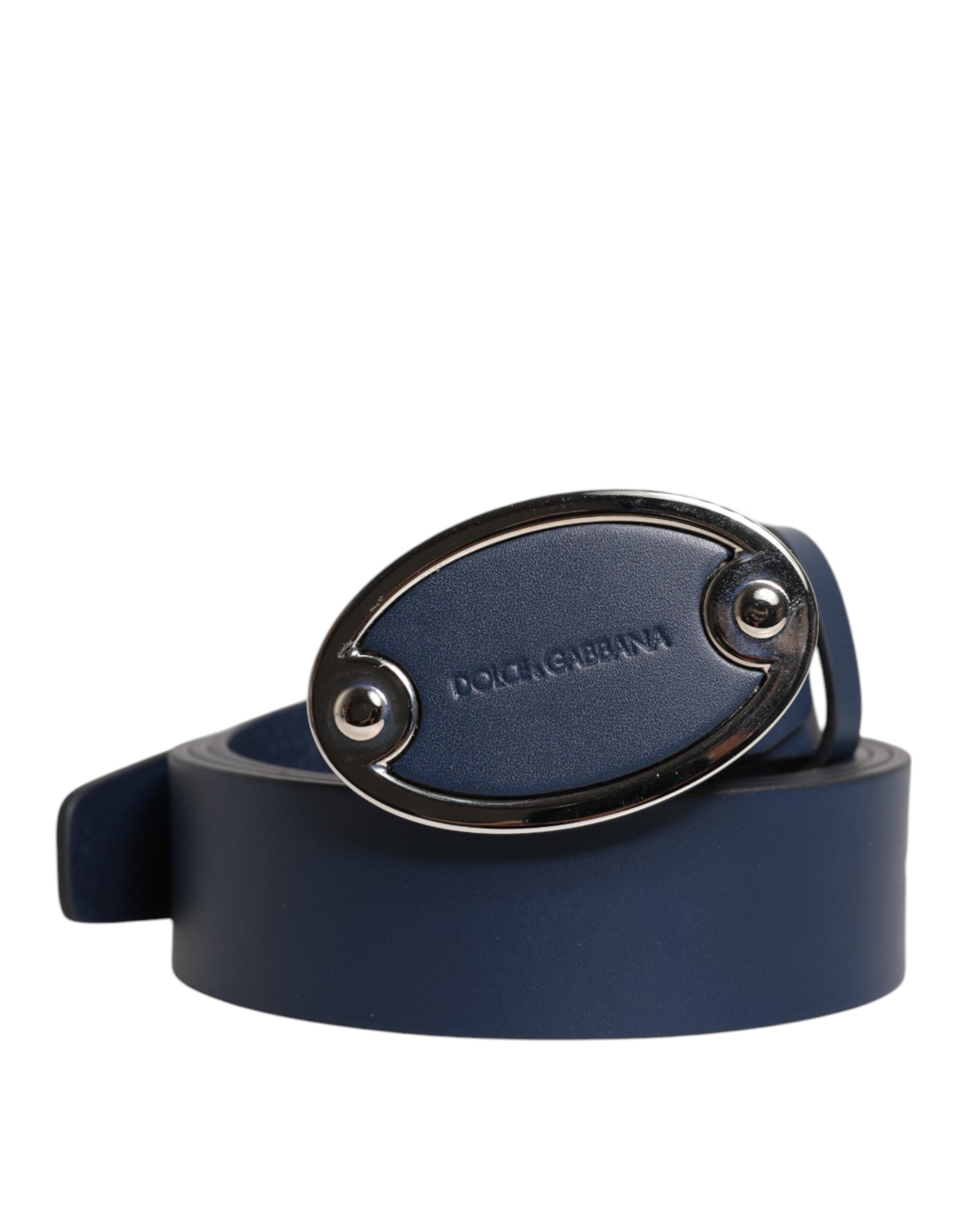 Dolce & Gabbana Blauer Leder Gürtel mit klassischer Metall-Logo-Schnalle