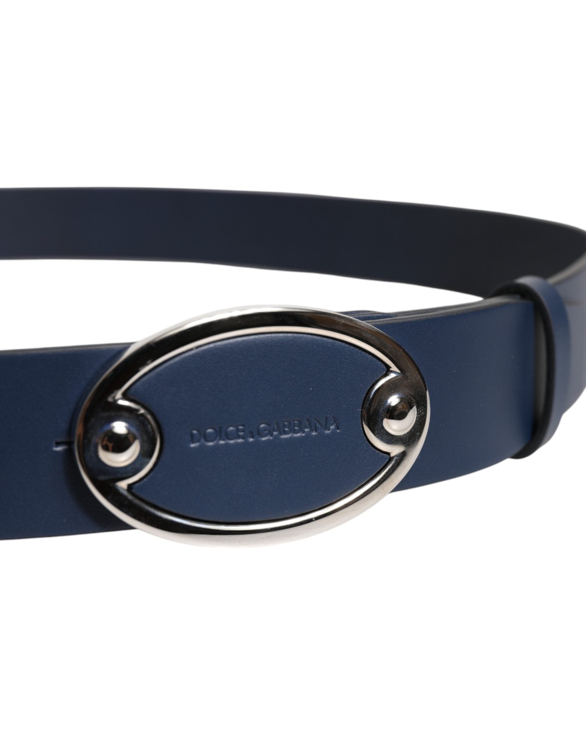 Dolce & Gabbana Blauer Leder Gürtel mit klassischer Metall-Logo-Schnalle